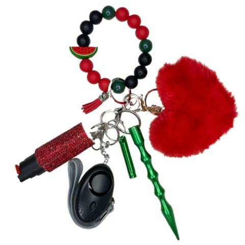 Watermelon Beaded Self Defense Keychain