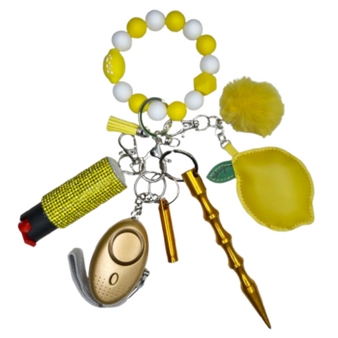 Lemon Beaded Self Defense Keychain