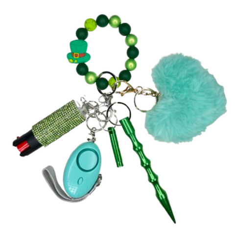 Green Top Hat Beaded Self Defense Keychain