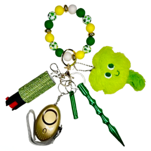 Shamrock Beaded Self Defense Keychain