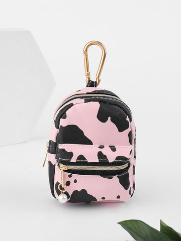 Pink Mini Cow Print Bag Keychain