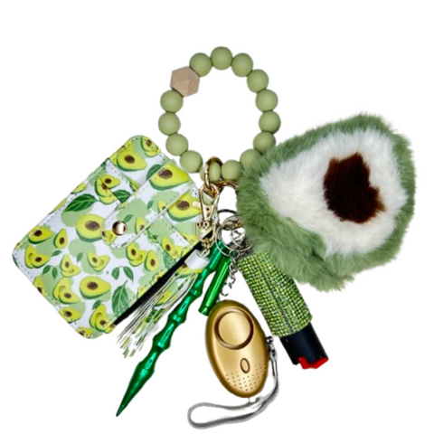 Avocado Card Holder Beaded Self Defense Keychain