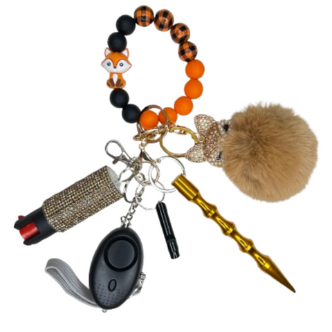 Fox Beaded Self Defense Keychain