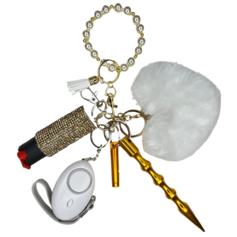 Golden Pearl Beaded Self Defense Keychain