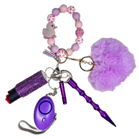 Purple Duck Beaded Self Defense Keychain