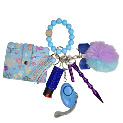 Coral Reef Card Holder Beaded Self Defense Keychain