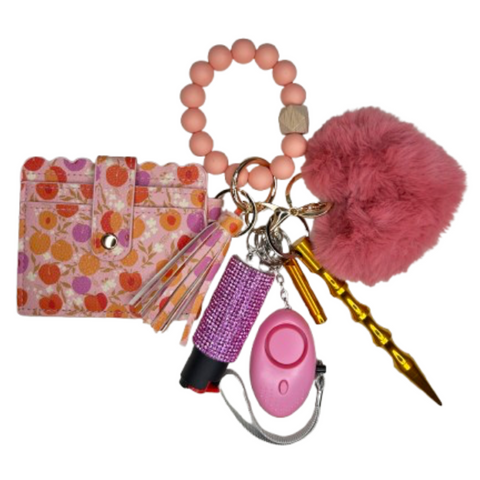 Apricot Card Holder Beaded Self Defense Keychain