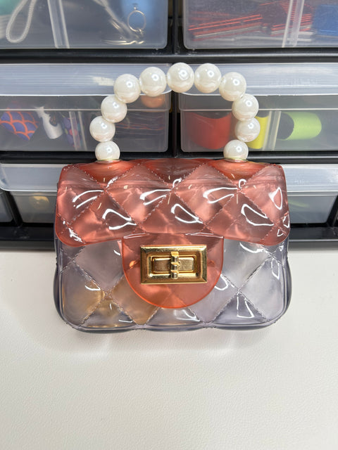 Peach Black Pearl Mini Jelly Handbag (KEYCHAIN NOT INCLUDED)