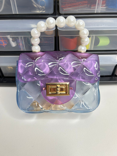 Purple Blue Pearl Mini Jelly Handbag (KEYCHAIN NOT INCLUDED)