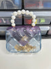 Purple Blue Pearl Mini Jelly Handbag (KEYCHAIN NOT INCLUDED)