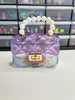 Purple Blue Pearl Mini Jelly Handbag (KEYCHAIN NOT INCLUDED)