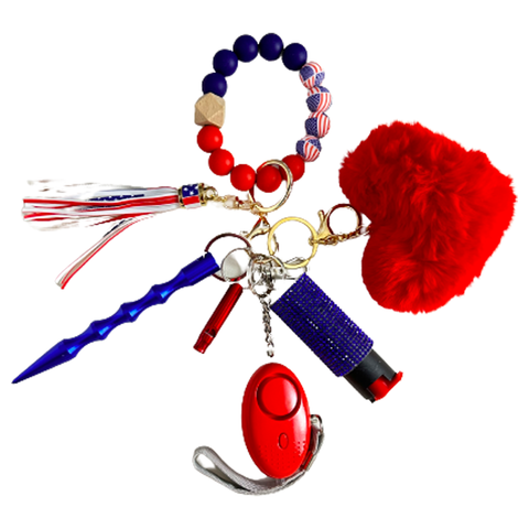 Land of the Free Beaded Self Defense Keychain (American Flag)