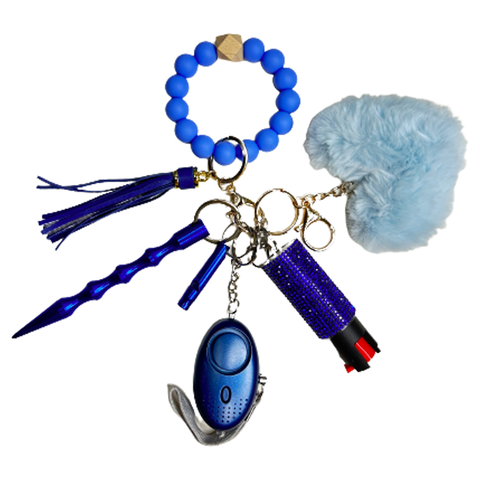 Blue Beaded Self Defense Keychain
