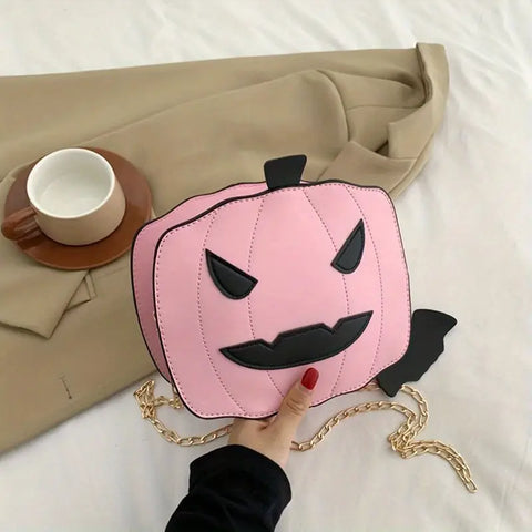 Scary Pink Halloween Pumpkin Crossbody Bag