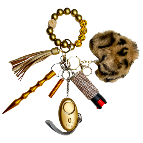 Golden Hour Beaded Self Defense Keychain