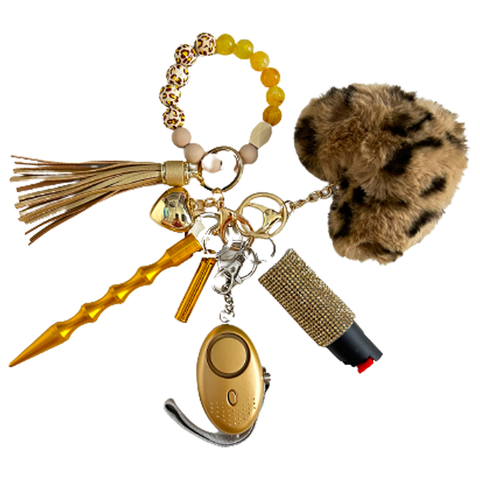Heart of Gold Beaded Self Defense Keychain