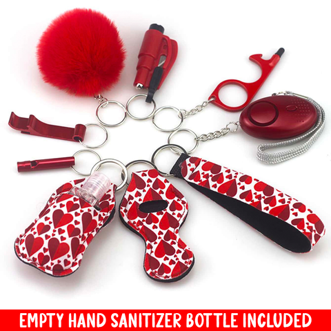 Red Hearts 9 PCS Safety Keychain Set