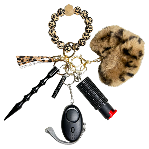 Leopard Beaded Self Defense Keychain