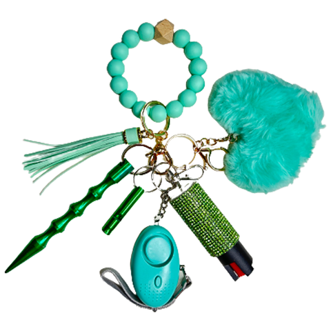 Minty Green Beaded Self Defense Keychain