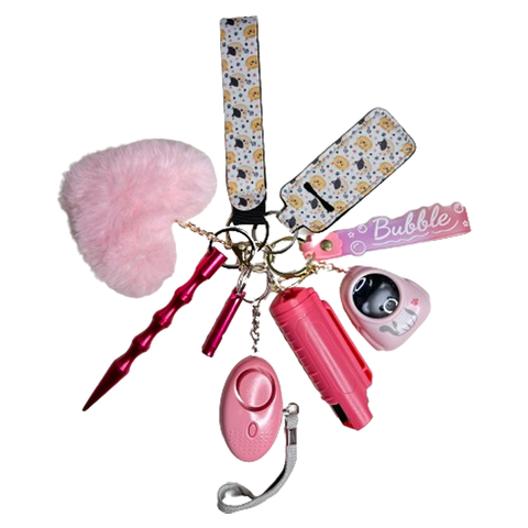 Pink Space Cat Self Defense Keychain