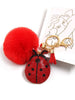 Ladybug Red Pom Pom Keychain