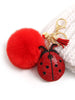 Ladybug Red Pom Pom Keychain