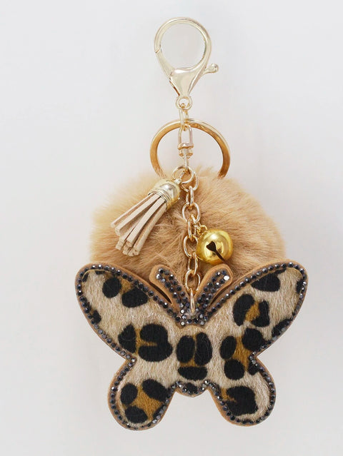 Leopard Butterfly Pom Pom Keychain - Defense Queens