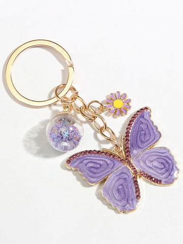 Purple Butterfly Charm Keychain - Defense Queens