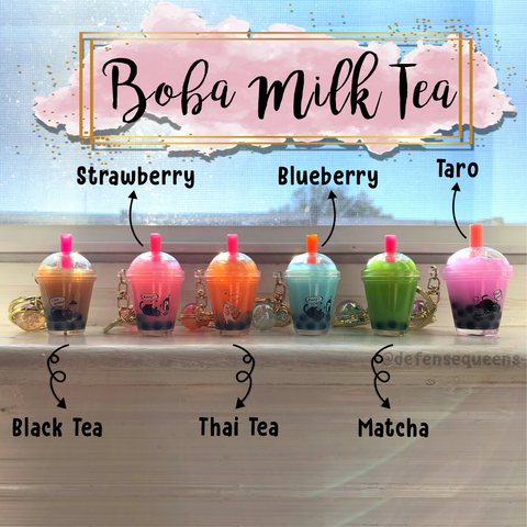 Boba Milk Tea Liquid Keychain - Defense Queens