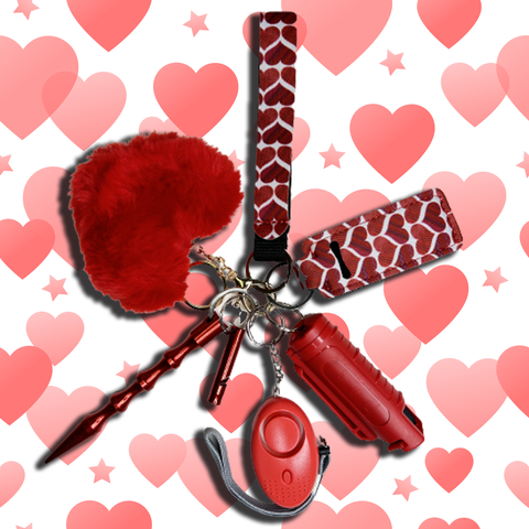 Red Hearts Self Defense Keychain - Defense Queens